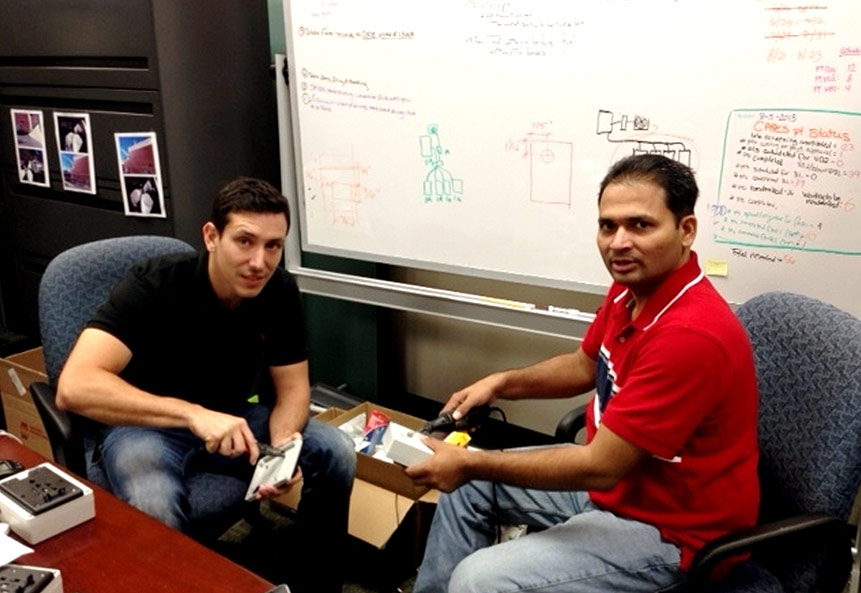 Jose Hasbun and Sunil Terdalkar working on devices for SANDS